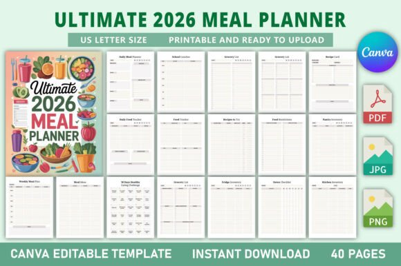 Download Ultimate 2026 Meal Planner KDP Interior - Meal planner Collection