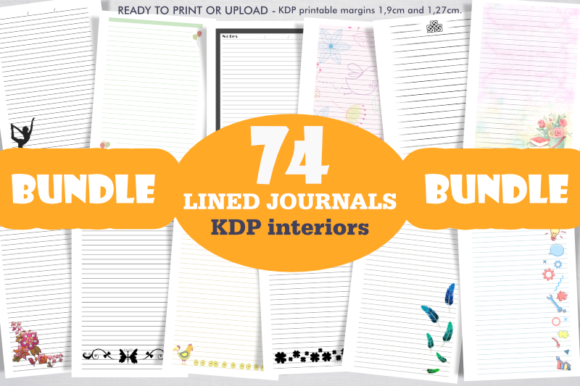 Download Bundle 74 KDP Interiors, Lined Journals. - Interiors Collection