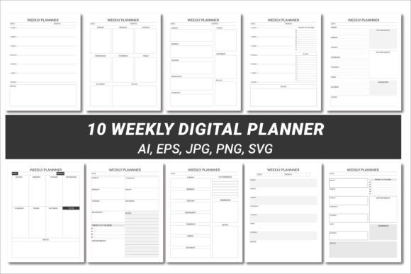 Download 10 Weekly Planner Editable KDP Interiors - Interiors Collection