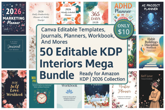 Download 50 Editable KDP Interiors Mega Bundle - Interiors Collection