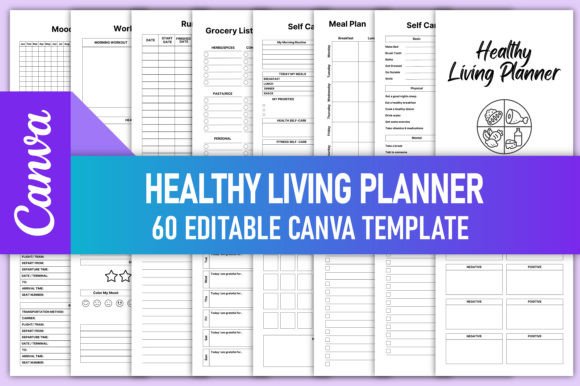Download Healthy Living Planner Bundle Canva KDP - Premium Resources